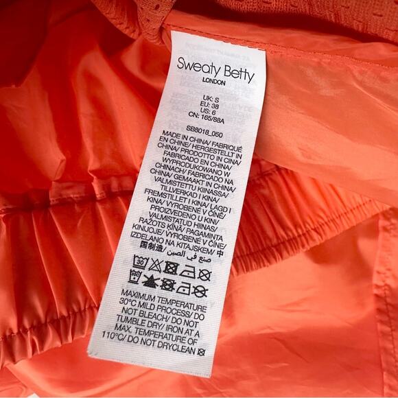 Sweaty Betty Pack Away Zip Up Jacket in Orange Size 6 - Picture 10 of 11